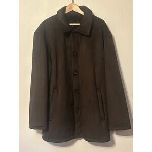 Men's Claiborne Outerwear Faux Suede Dark Brown Fur Lined Coat Size XL NEW